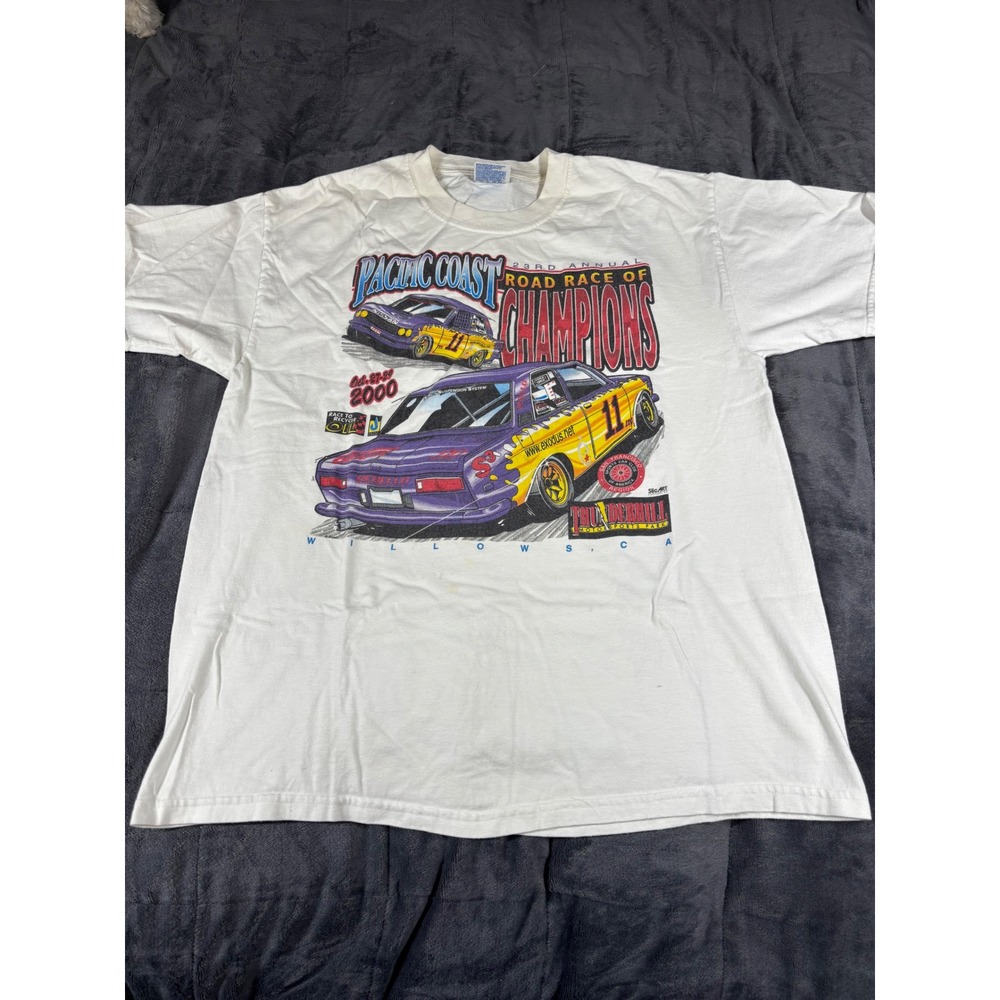Vintage 2000 Pacific Coast Road Race‎ of Champions T-Shirt Hanes Beefy-T Mens L